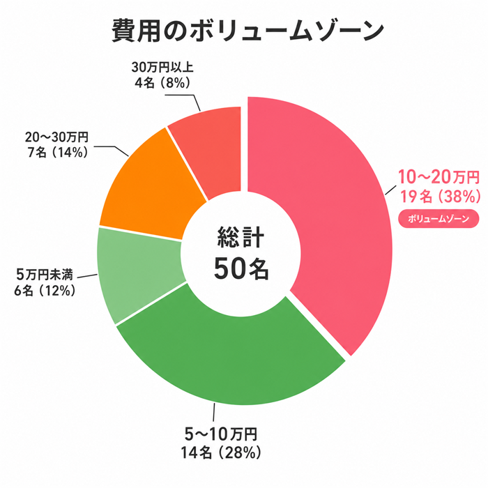 費用ボリュームゾーン強調円グラフ