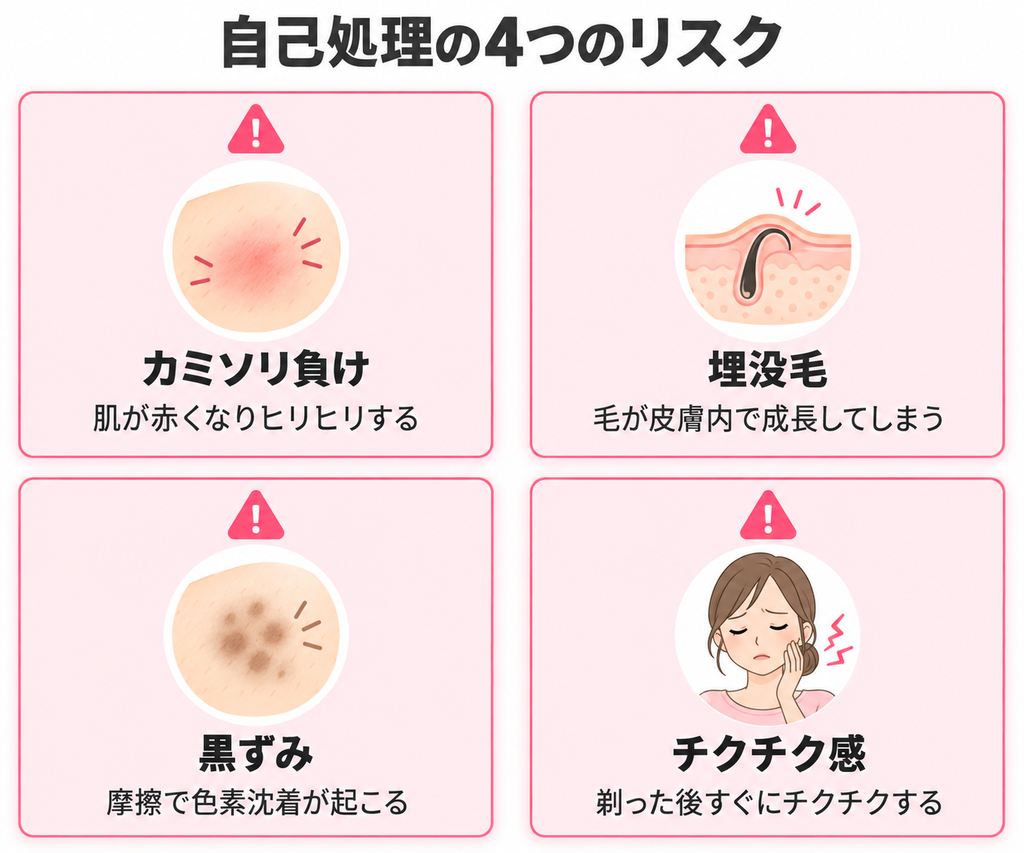 VIO脱毛自己処理のリスク図解
